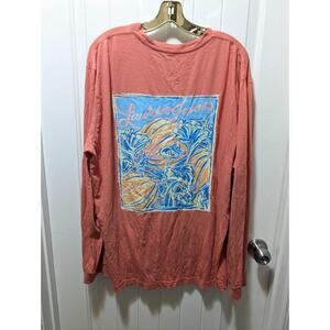 Lauren James Fall Pumpkins Front Pocket Coral Long Sleeve T-Shirt Size L